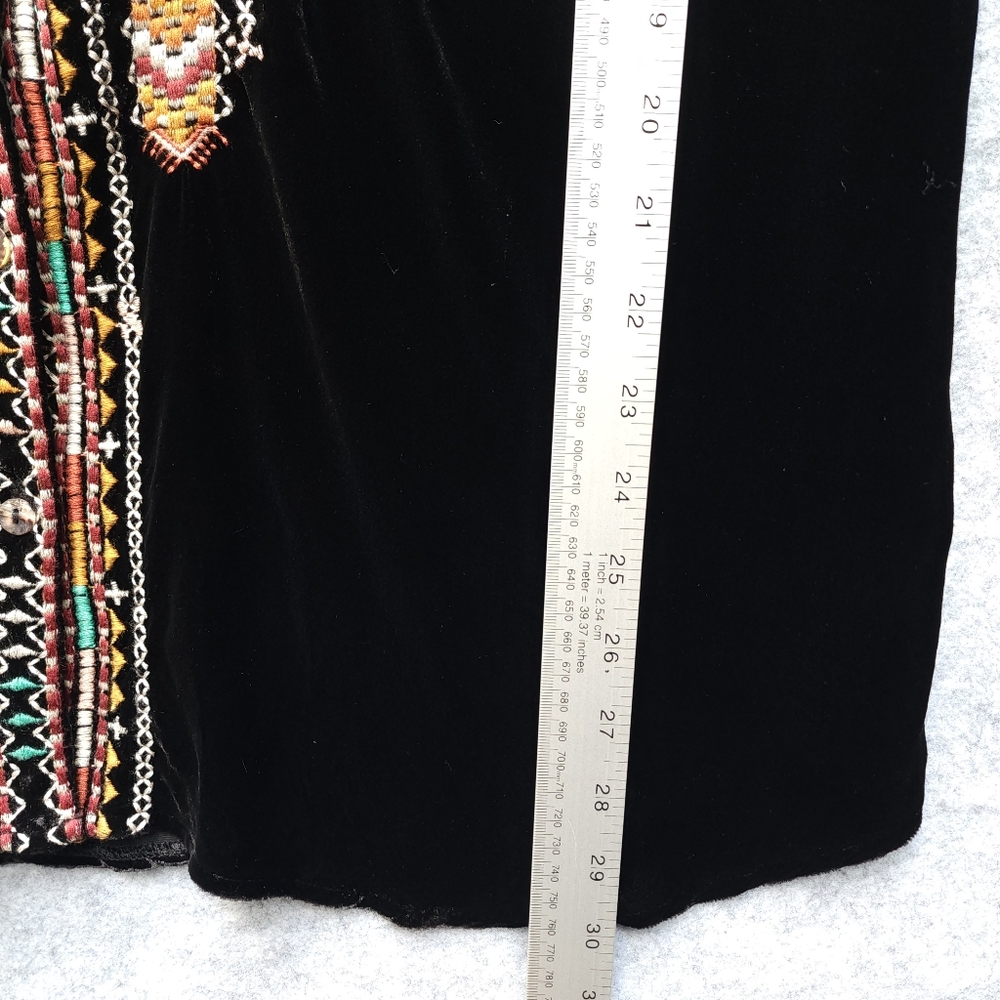 Johnny Was Chiri Embroidered Velvet Button-up Blouse - Picture 9 of 10
